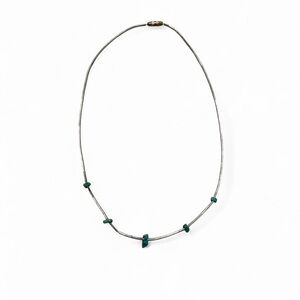 Vintage Silver Tube Bead Turquoise Necklace Choker
